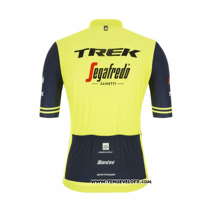 2021 Maillot Cyclisme Trek Segafredo Jaune Profond Bleu Manches Courtes et Cuissard